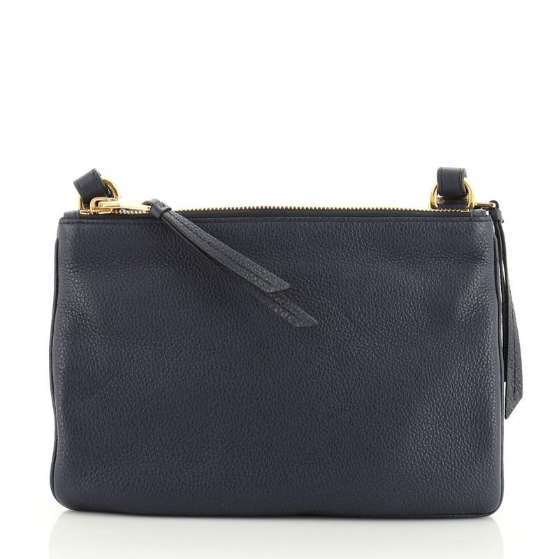 Prada vitello daino double zip crossbody online
