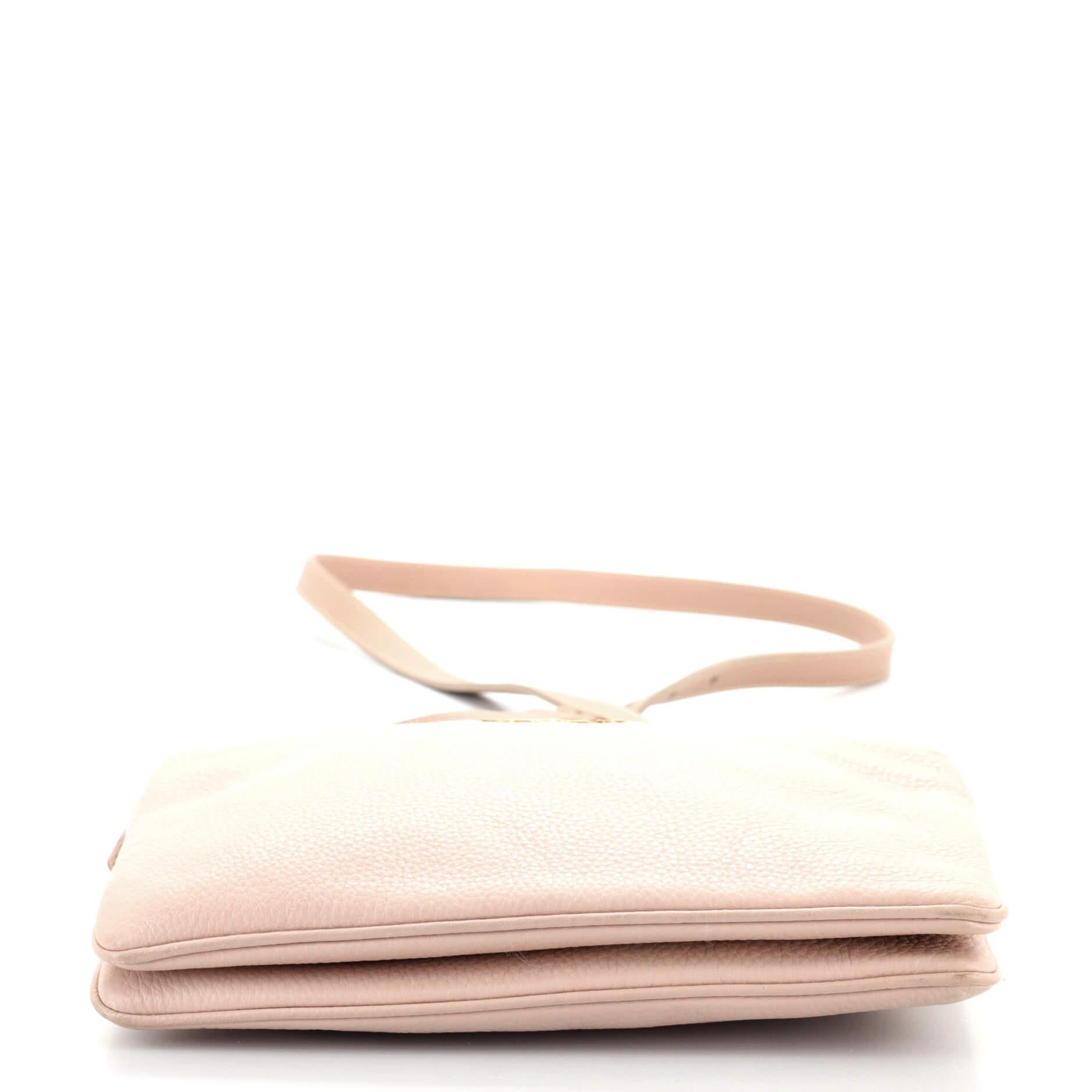 Beige Prada Double Zip Crossbody Bag Vitello Daino Small