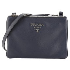 Prada Double Zip Crossbody Bag Vitello Daino Small
