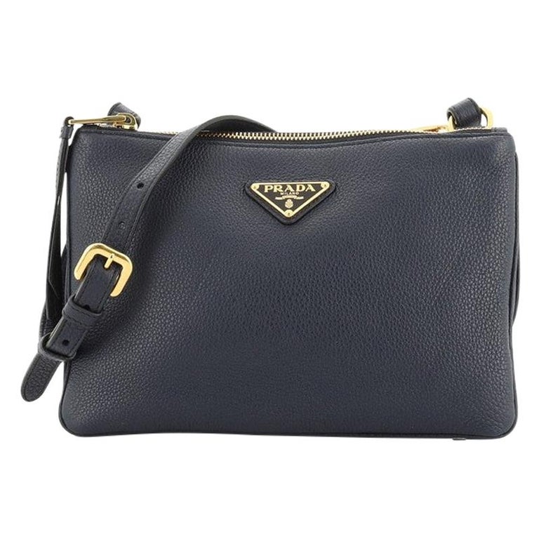 Prada Double Zip Crossbody Bag Vitello Daino Small at 1stDibs
