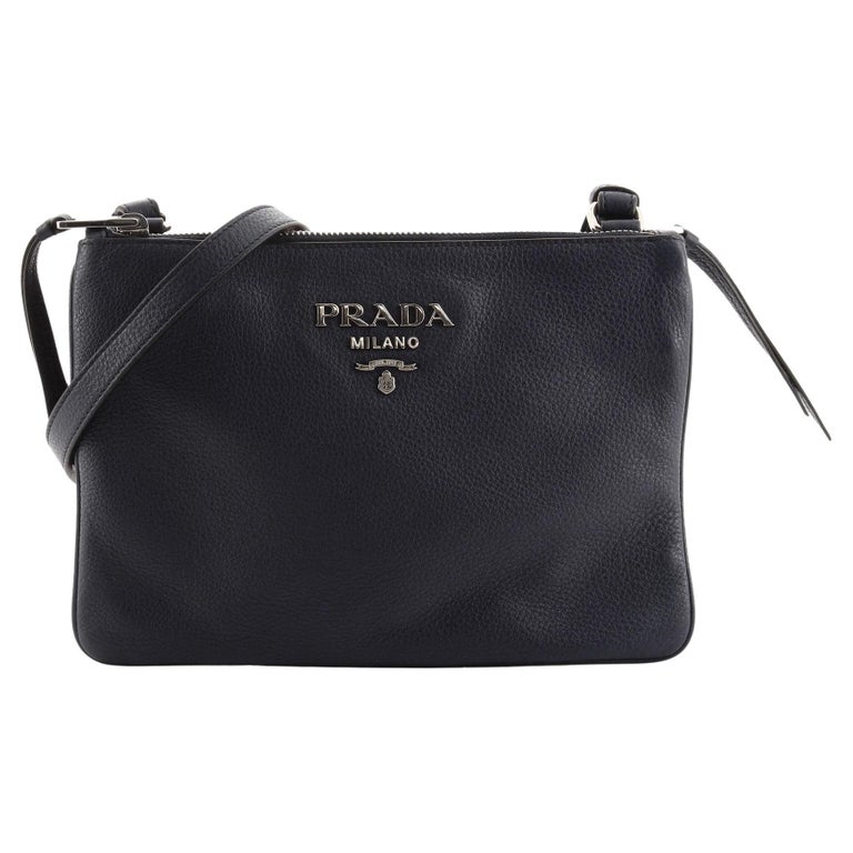 Prada Double Zip Crossbody Bag Vitello Daino Small at 1stDibs