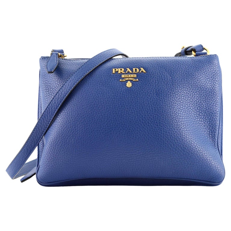 Prada Double Zip Crossbody Bag Vitello Daino Small For Sale at 1stDibs