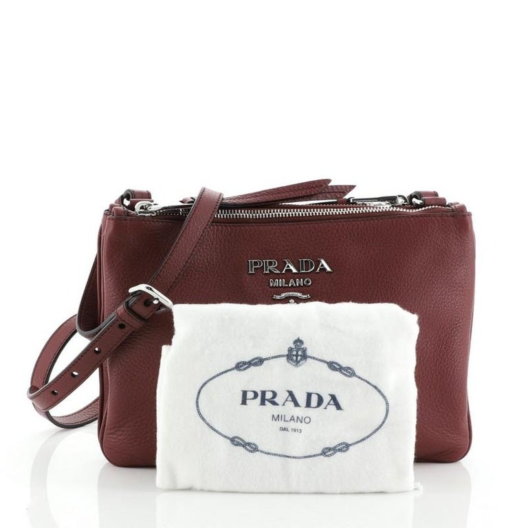 Prada Double Zip Crossbody Bag Vitello Phenix Small at 1stDibs