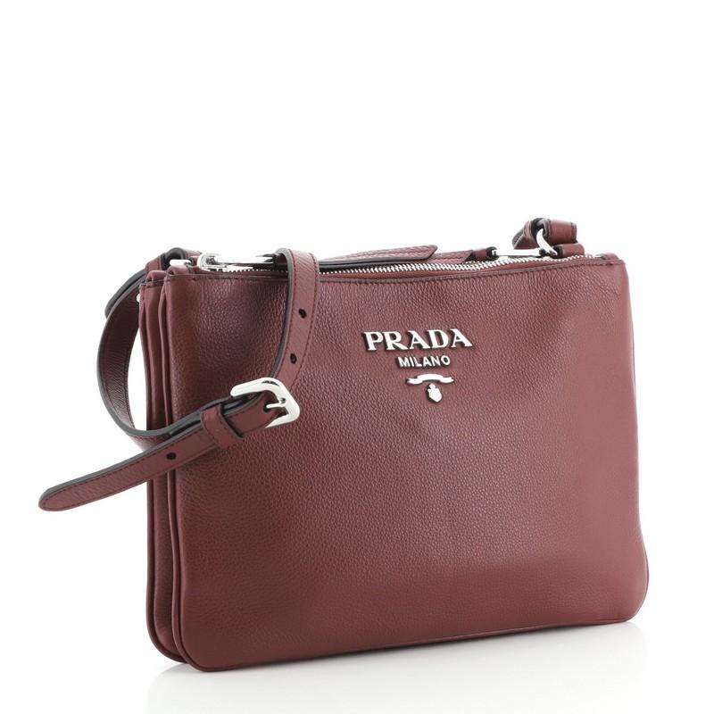 Prada saffiano double zip crossbody clearance