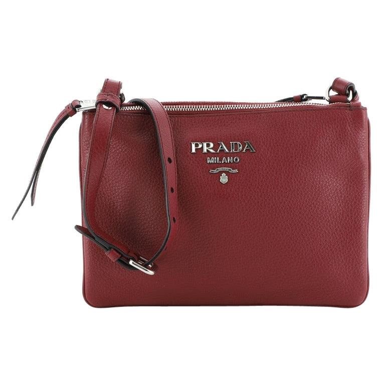 Prada Double Zip Crossbody Bag Vitello Phenix Small at 1stDibs