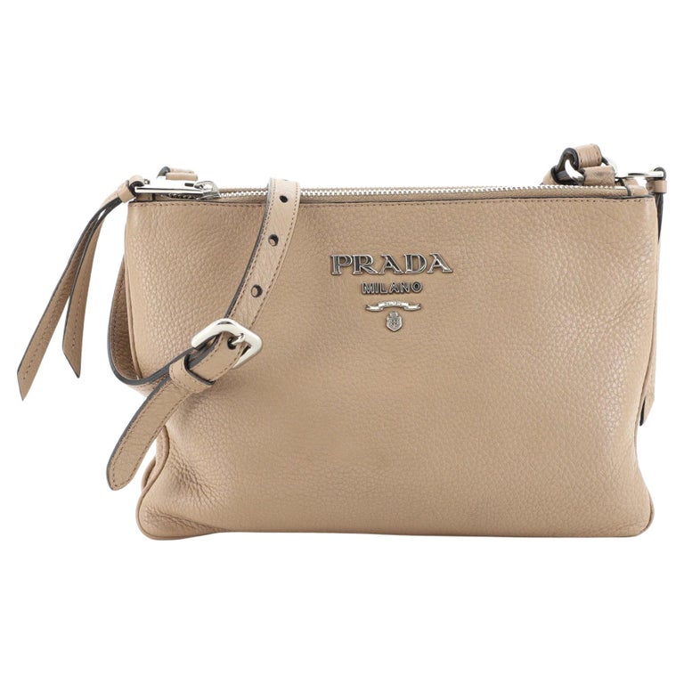 Prada Double Zip Crossbody Bag Vitello Phenix Small at 1stDibs