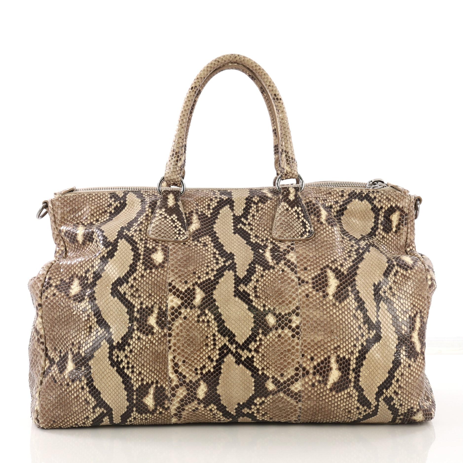 Prada Double Zip Lux Tote Python Large In Good Condition In NY, NY