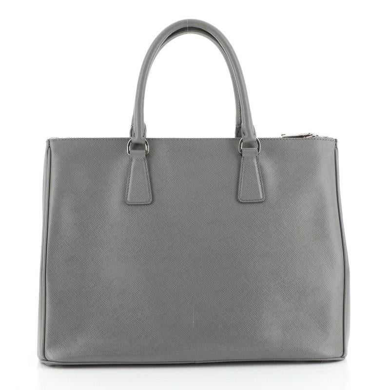 Gray Prada Double Zip Lux Tote Saffiano Leather Large