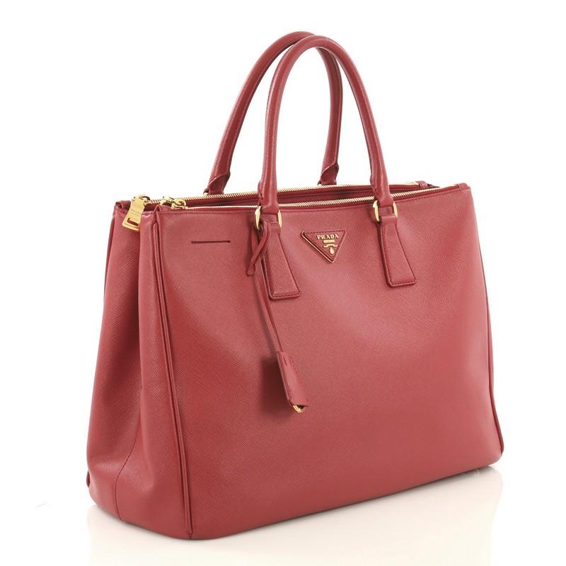 Pink Prada Double Zip Lux Tote Saffiano Leather Medium