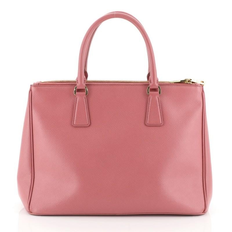 Pink Prada Double Zip Lux Tote Saffiano Leather Medium 