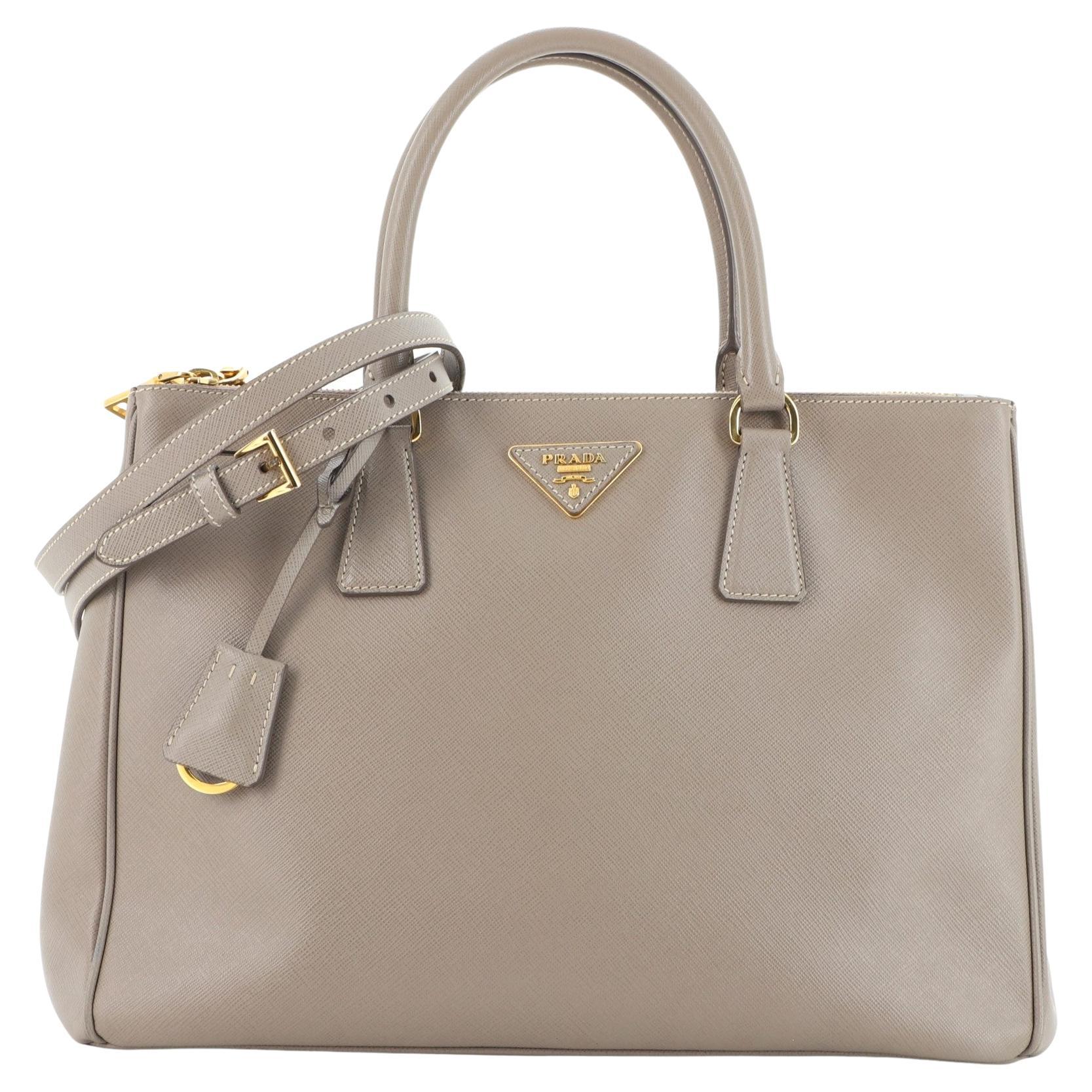 Prada Brown Saffiano Leather Executive Double Zip Tote For Sale at 1stDibs