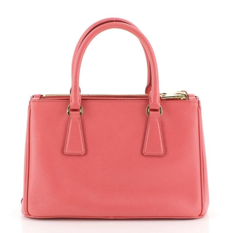 Pink Prada Double Zip Lux Tote Saffiano Leather Mini