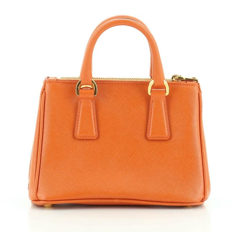 Orange Prada Double Zip Lux Tote Saffiano Leather Nano 