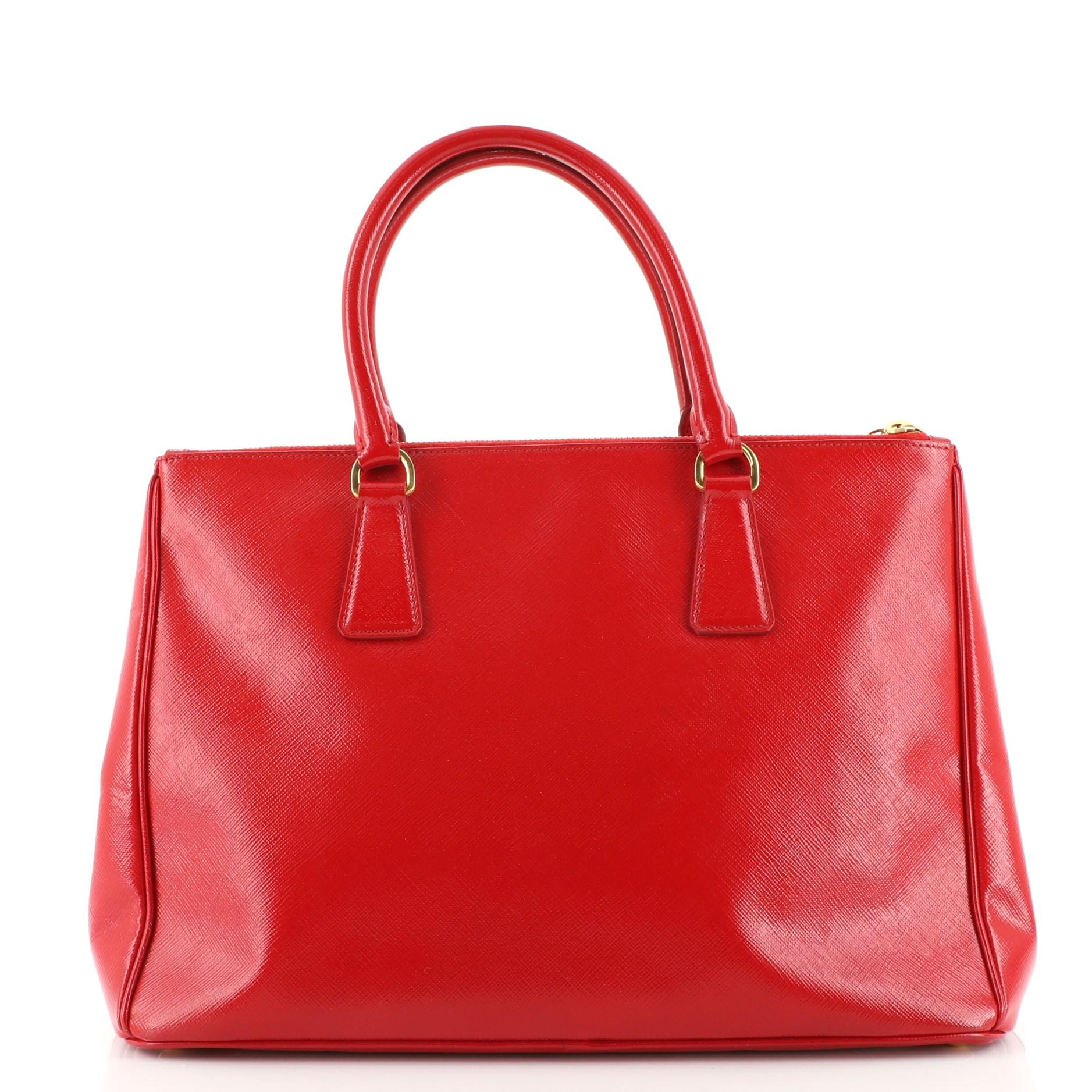 Red Prada Double Zip Lux Tote Vernice Saffiano Leather Medium