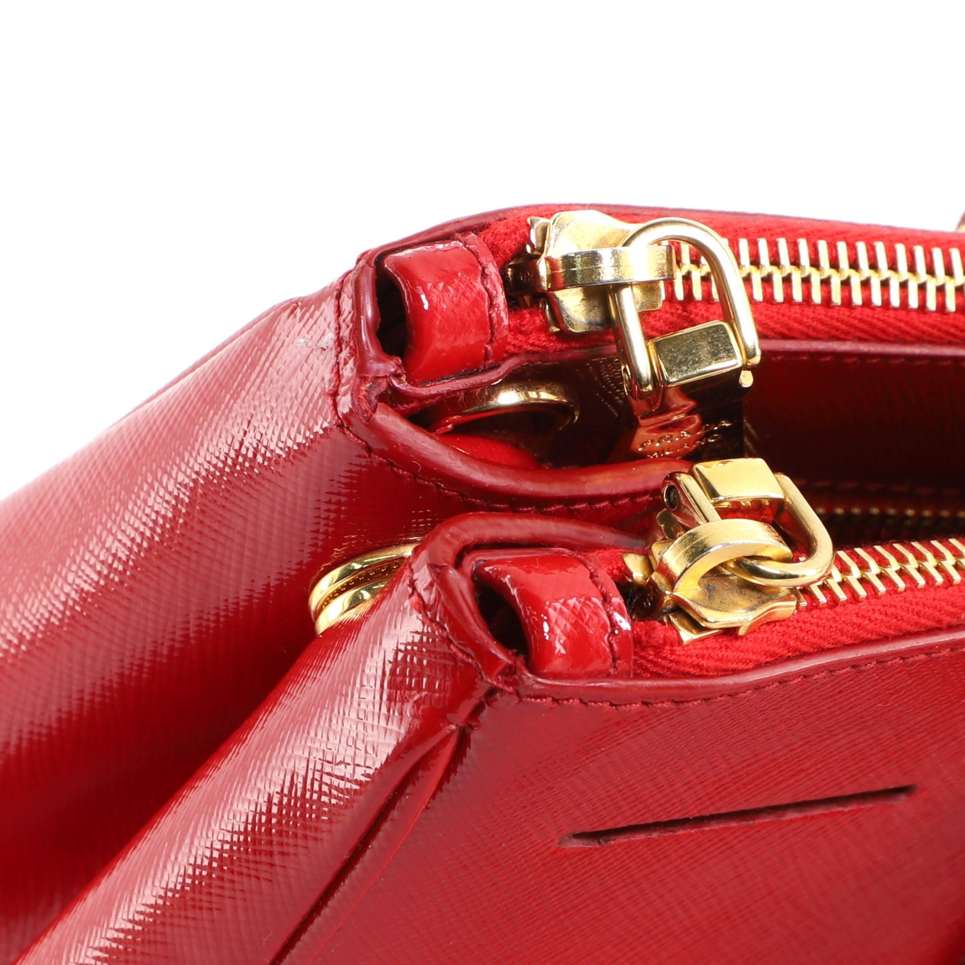 Prada Double Zip Lux Tote Vernice Saffiano Leather Medium 2