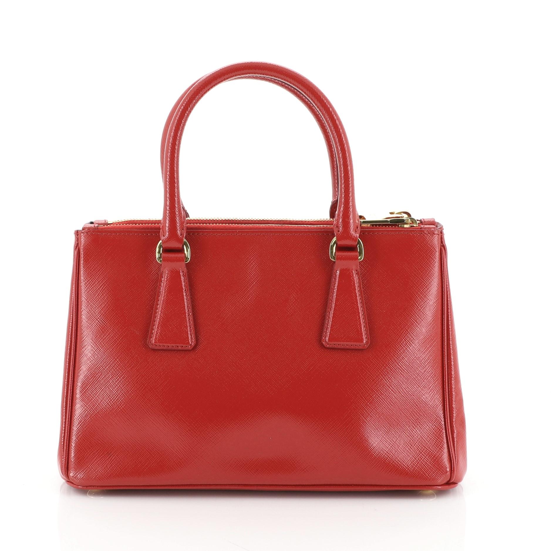 Red Prada Double Zip Lux Tote Vernice Saffiano Leather Mini