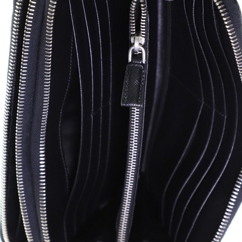 Prada Double Zip Organizer Wallet Saffiano Leather In Good Condition In NY, NY