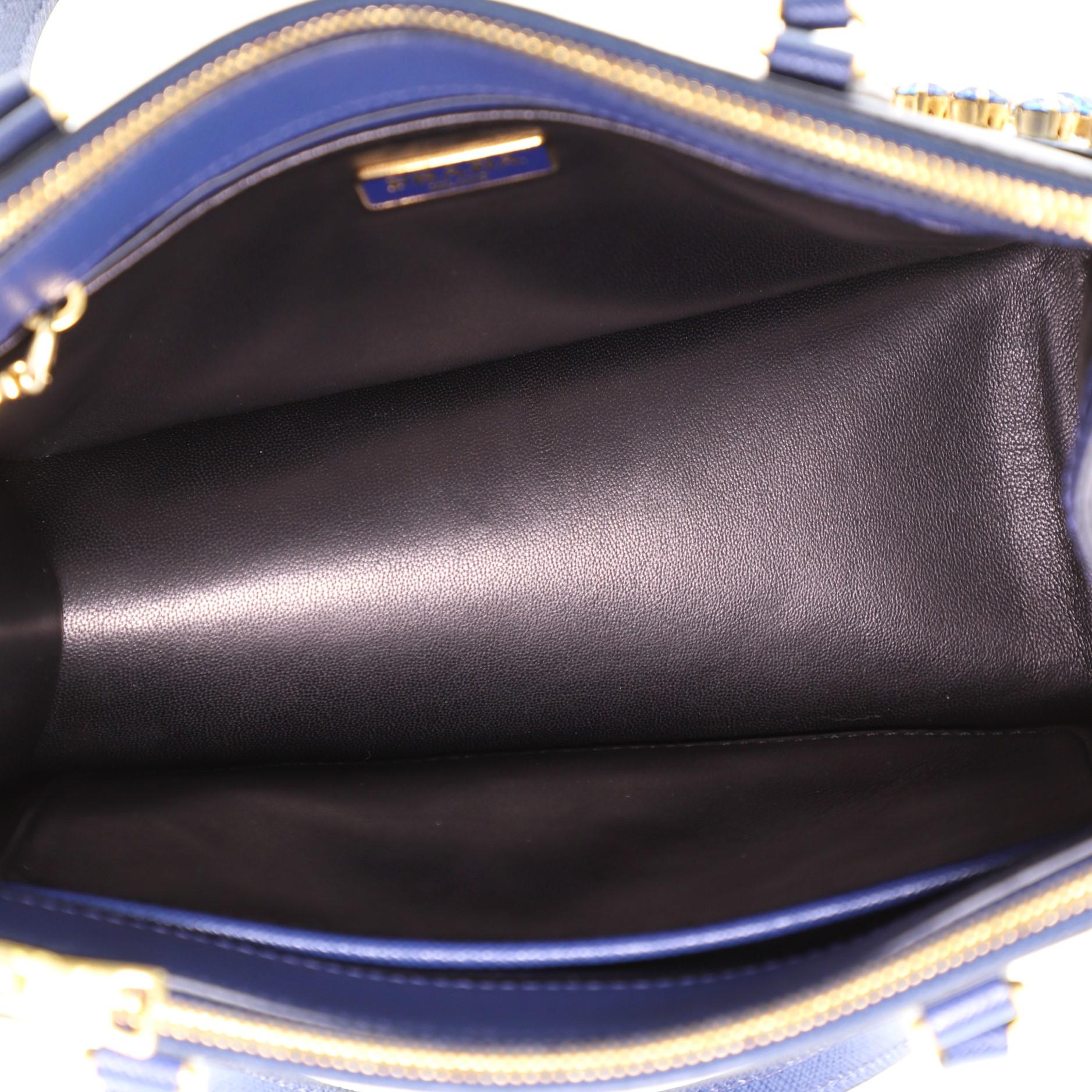 Women's Prada Double Zip Tote Crystal Embellished Saffiano Leather Mini