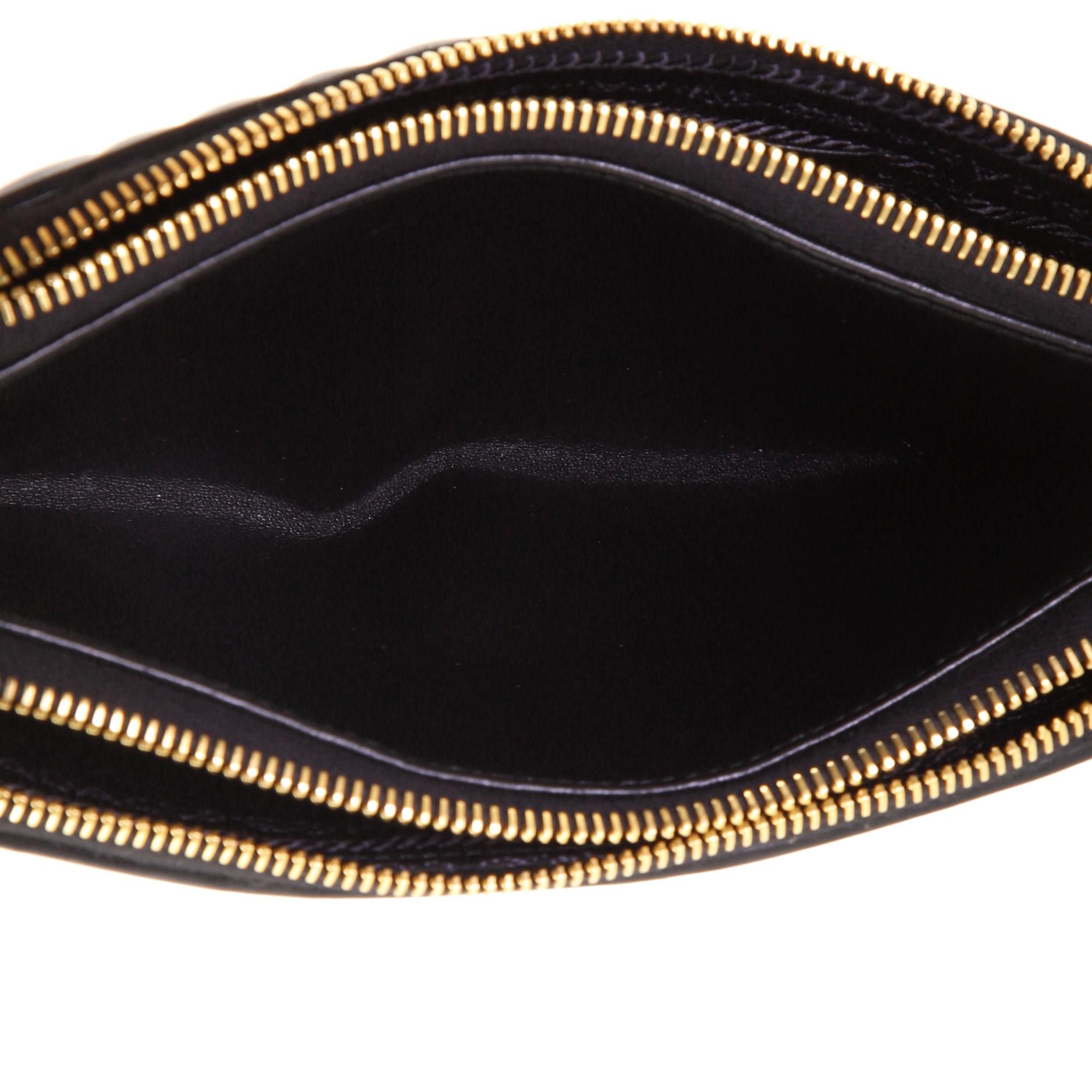 Women's or Men's Prada Double Zip Wallet on Chain Crossbody Chevron Leather Mini