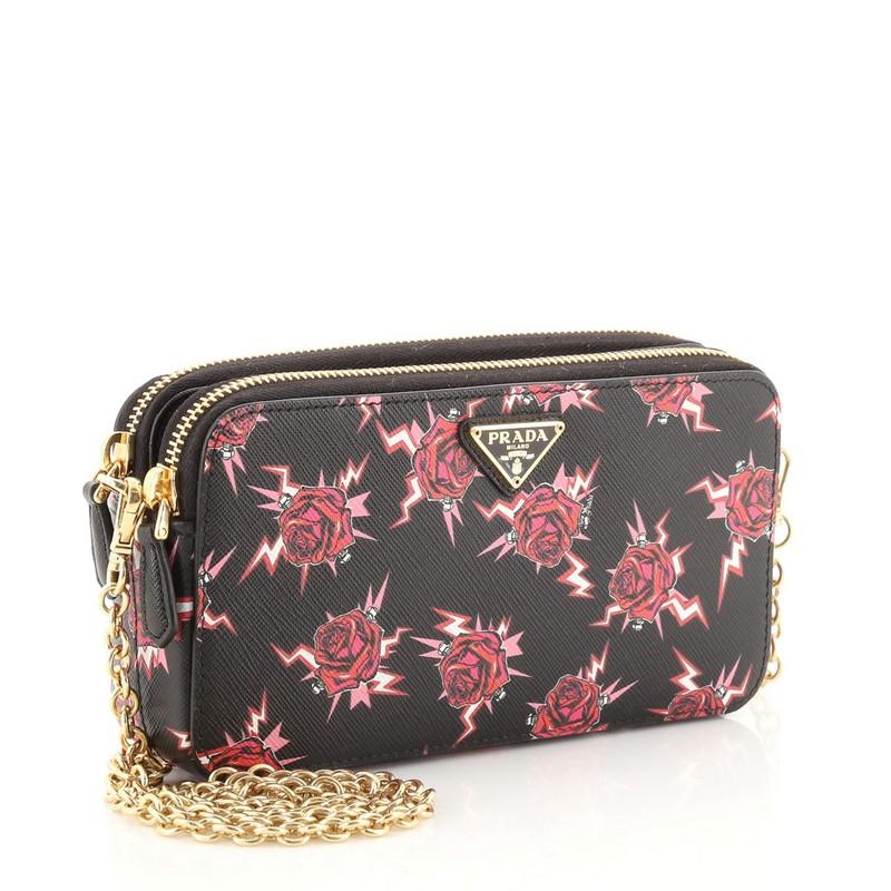 double zip wallet with bow print