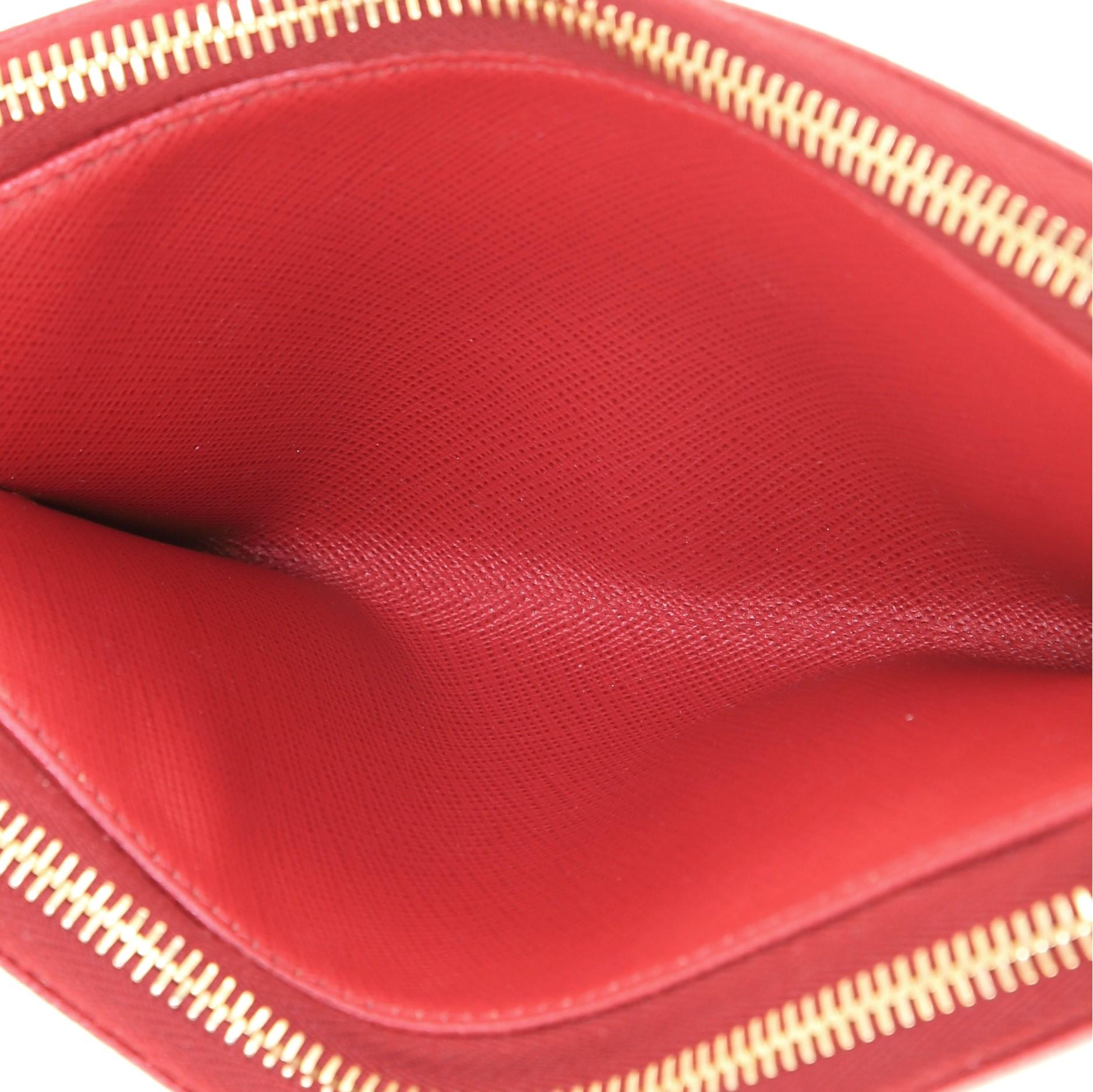 Red Prada Double Zip Wallet on Chain Crossbody Saffiano Leather Mini