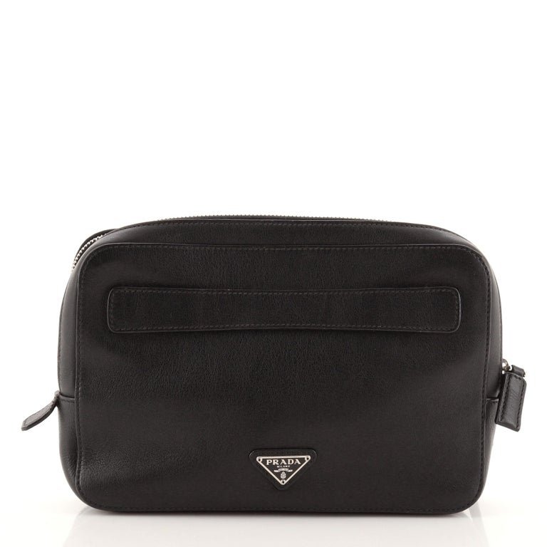 Prada Double Zip Wristlet Clutch Leather Small at 1stDibs