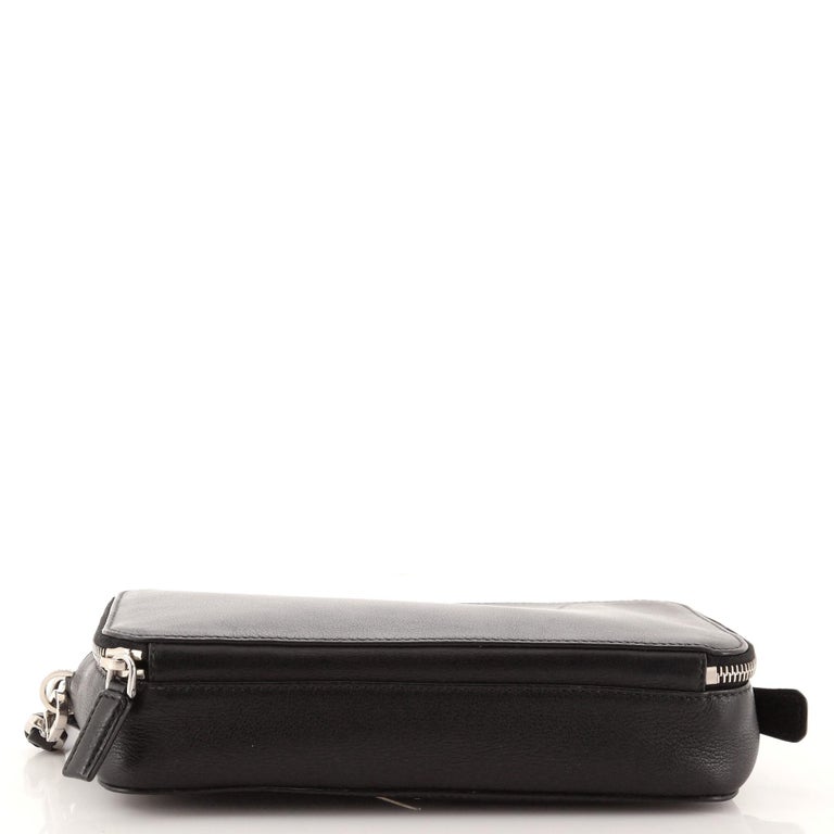 Prada Double Zip Wristlet Clutch Leather Small For Sale at 1stDibs