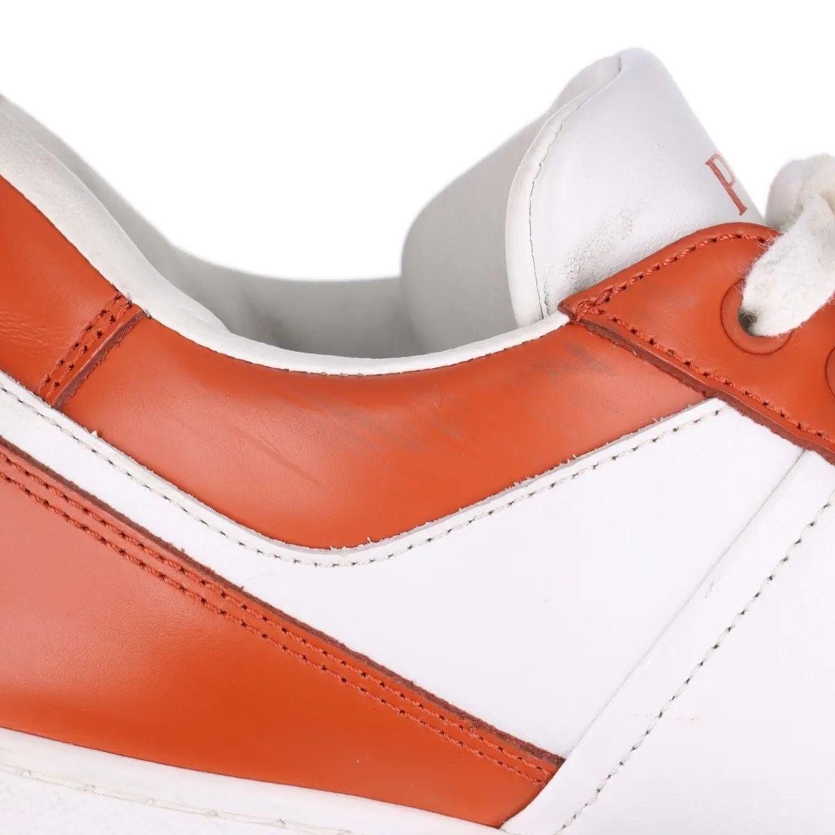 Prada Downtown Leather Sneaker Brown x White en vente 7