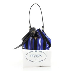 Prada  Drawstring Bucket Bag Canvas and Wicker Small