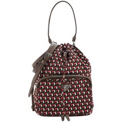 Prada Drawstring Bucket Bag Printed Tessuto Small