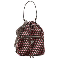 Prada Drawstring Bucket Bag Printed Tessuto Small