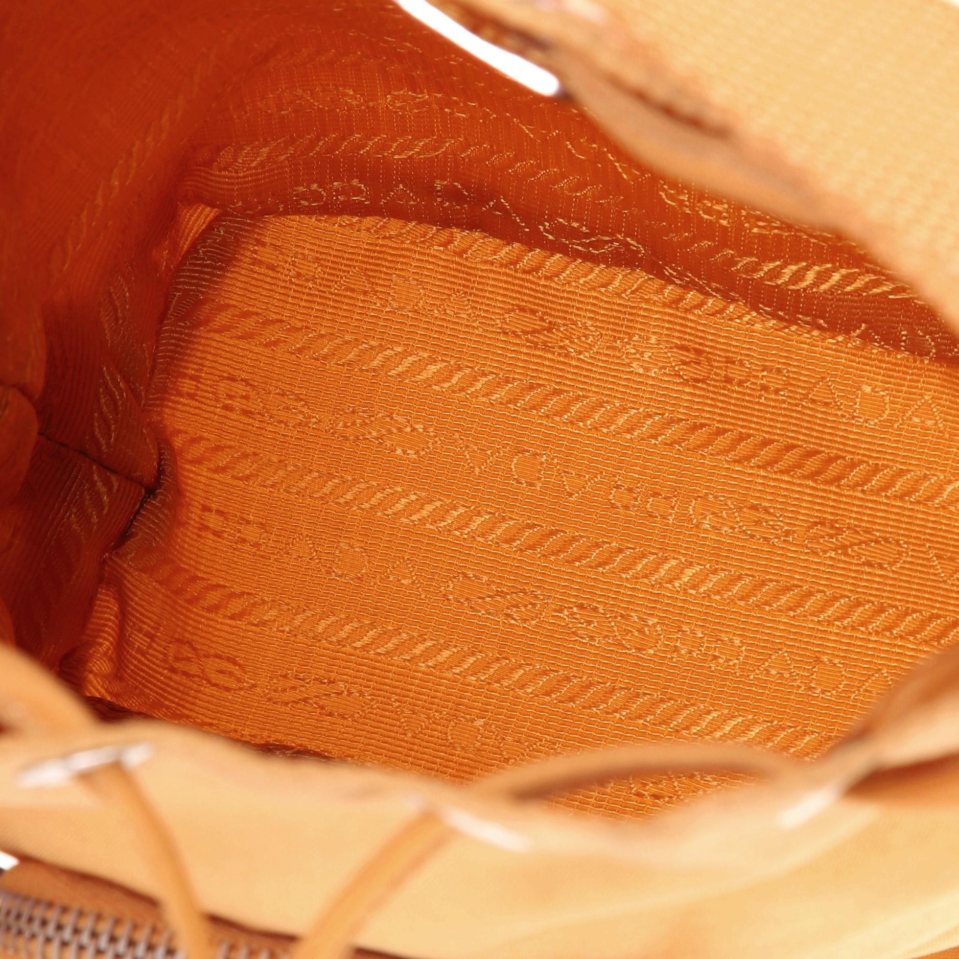 Orange Prada Drawstring Bucket Bag Tessuto Small