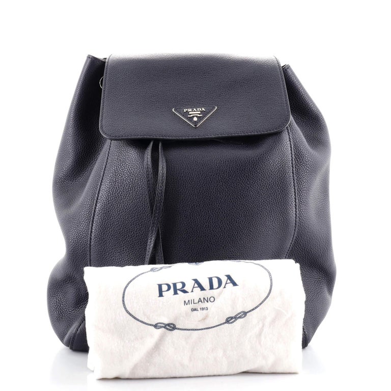 Prada Drawstring Backpack Prada Drawstring Flap Backpack Vitello Daino Large at 1stDibs