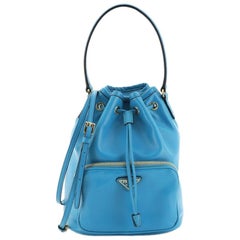 Prada Drawstring Pocket Bucket Bag Soft Calfskin Small