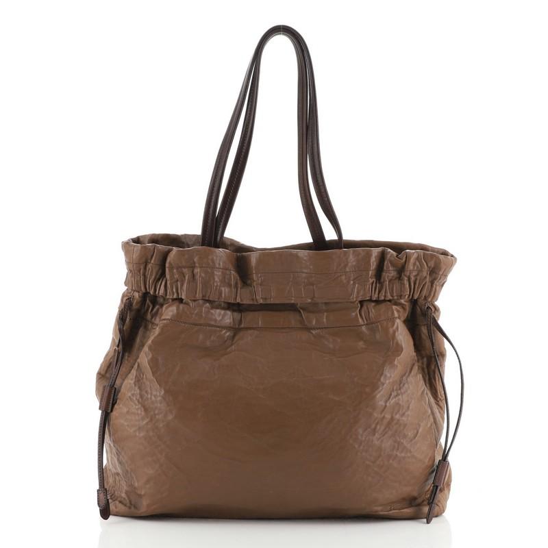 Prada Drawstring Tote Nappa Antik Groß (Braun)