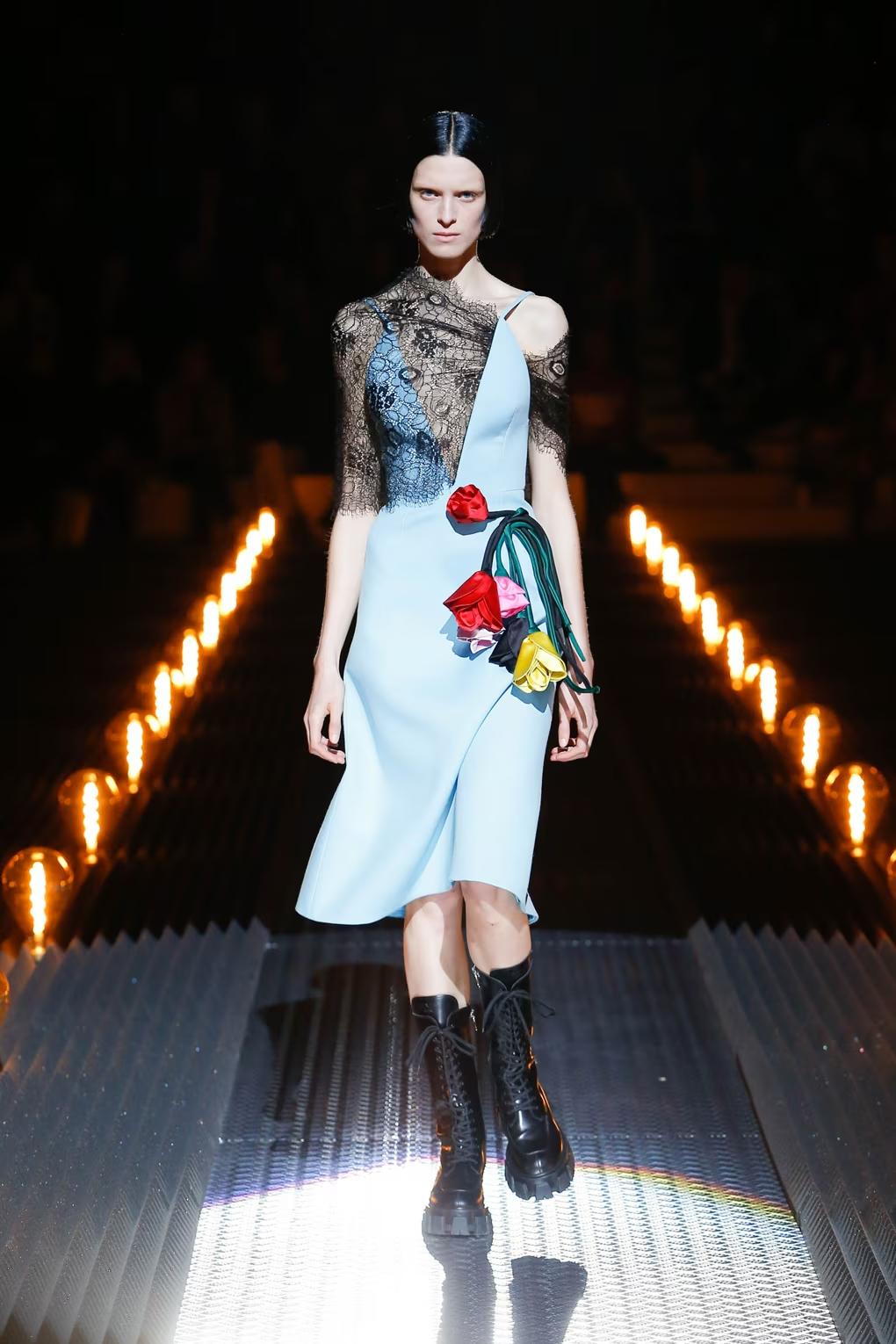 Women's Prada dress with flower accent, FW 2019 Collection For Sale