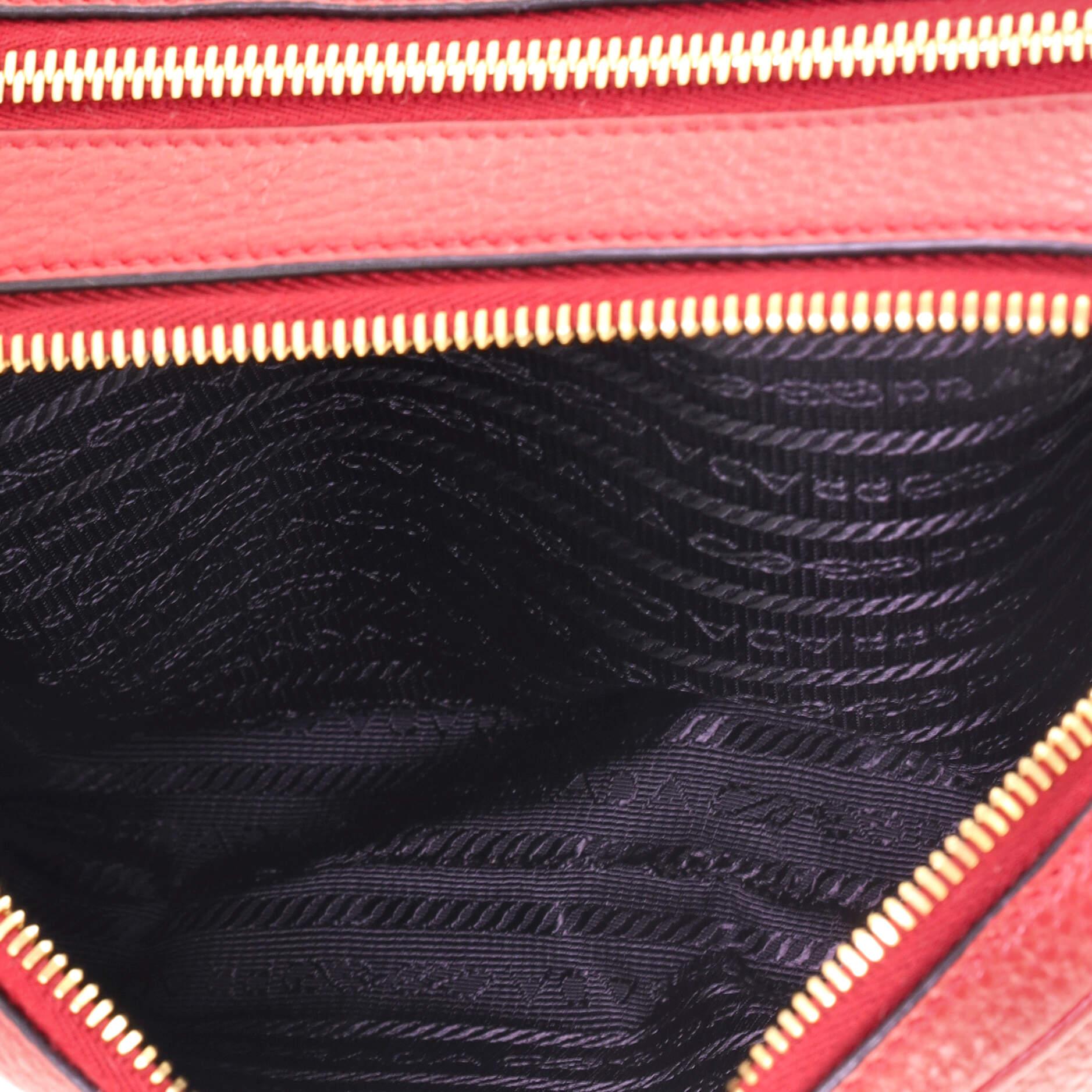 Red Prada Dual Strap Double Zip Camera Bag Vitello Daino