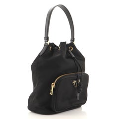 Prada Duet Drawstring Bucket Bag Tessuto Small