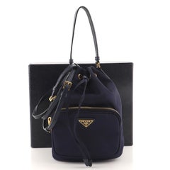 Prada Duet Drawstring Bucket Bag Tessuto Small