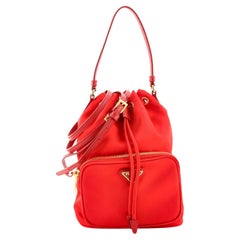 Prada Duet Drawstring Bucket Bag Tessuto Klein