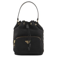 Prada Duet Drawstring Bucket Bag Tessuto Small