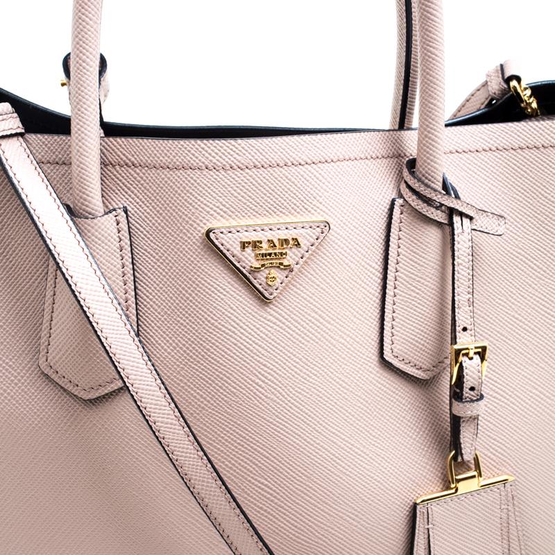 Brown Prada Dusty Pink Leather Top Handle Bag