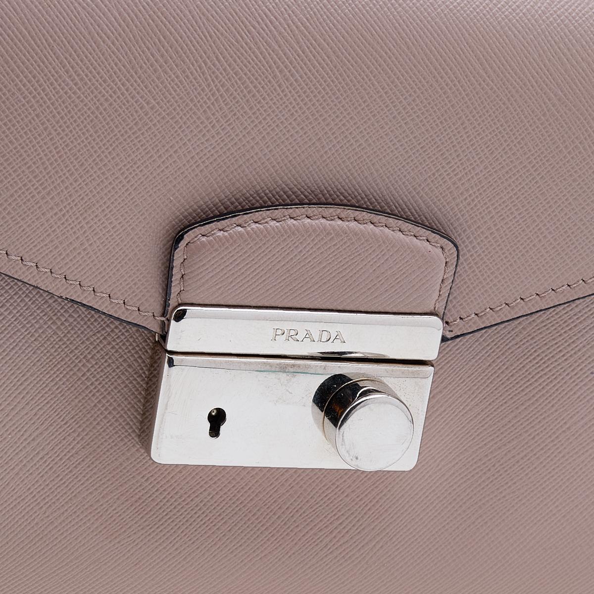 Prada Dusty Pink Saffiano Lux Leather Mini Sound Flap Bag 4