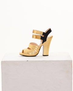 Prada Early 00's Gold Heeled Leather Sandals