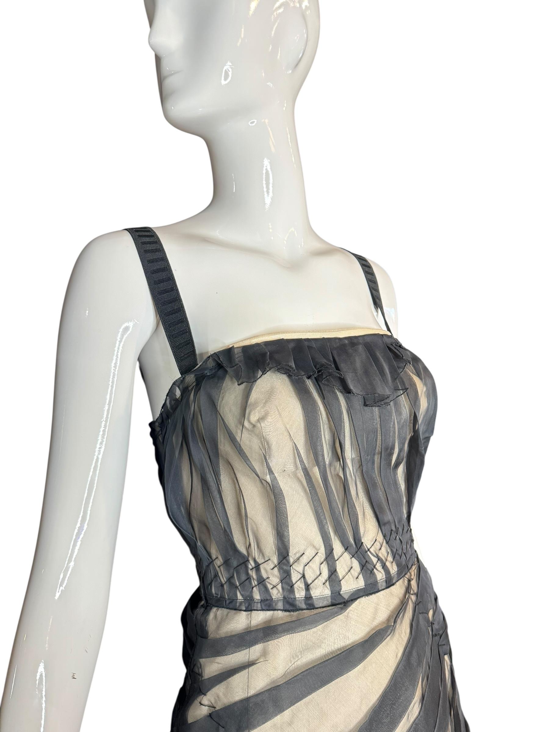 Donna Prada - Vestito in seta a righe decostruito dei primi anni 2000 con bustier in vendita