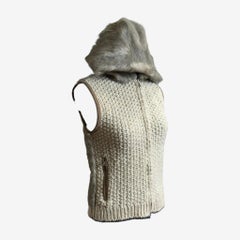Prada Early 2000s Rabbit Fur Hood Wool Knit Vest