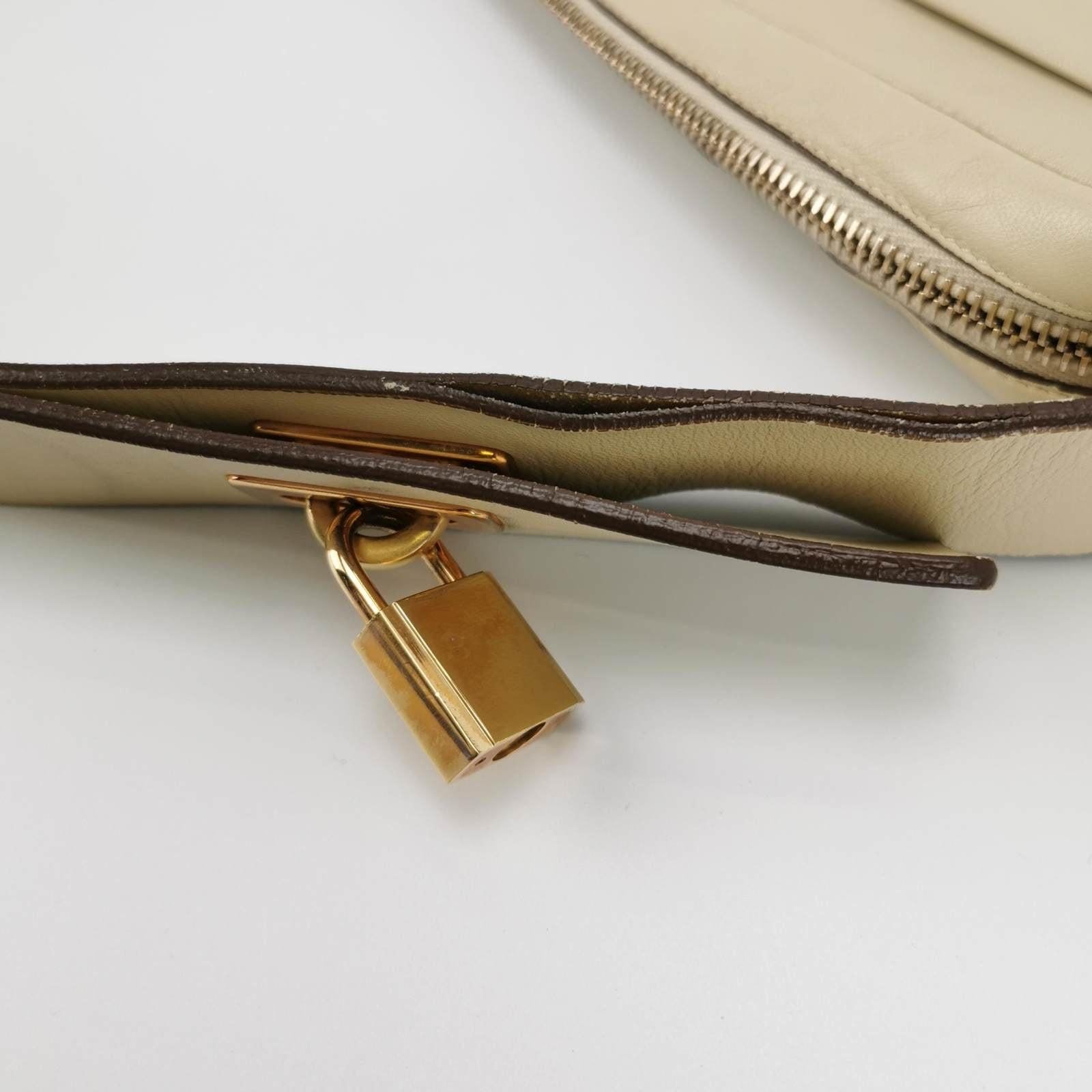Prada East West Camera Bag Cream White Lambskin Leather with Gold-tone Hardware For Sale 11