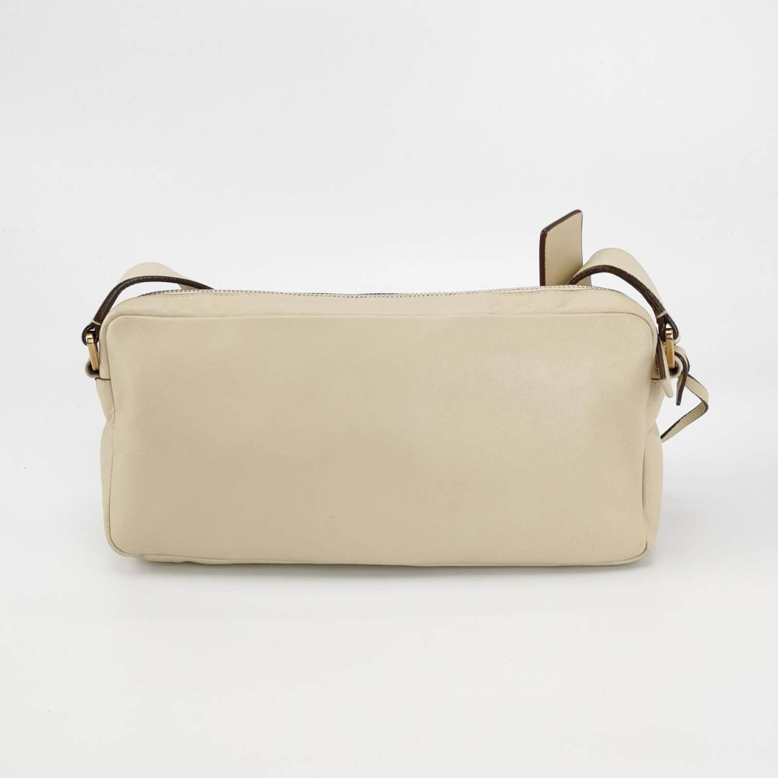 Prada East West Camera Bag Cream White Lambskin Leather with Gold-tone Hardware For Sale 2