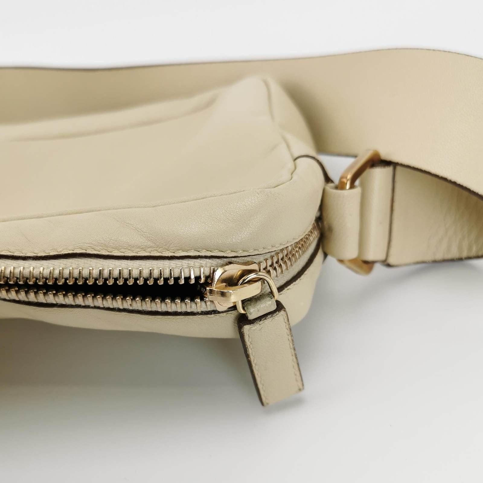 Prada East West Camera Bag Cream White Lambskin Leather with Gold-tone Hardware For Sale 3