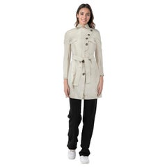 Prada Ecru Belted Button Up Trench Coat Size XS